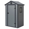 Petit abri de jardin en résine gris 1,34m² + kit de fondation - JOBU