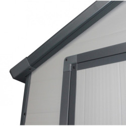 Petit abri de jardin en résine gris 1,34m² + kit de fondation - JOBU