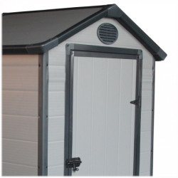 Petit abri de jardin en résine gris 1,34m² + kit de fondation - JOBU