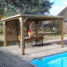 Pool house en bois thermo traité 12,31m² BLUETERM, 1 paroi avec ventelles mobiles - HABRITA
