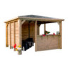 Pool house en bois thermo traité 12,31m² BLUETERM, 2 parois avec ventelles et 2 parois avec comptoirs - HABRITA