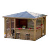 Pool house en bois thermo traité 12,31m² BLUETERM, 2 parois avec ventelles et 2 parois avec comptoirs - HABRITA