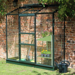 Serre adossée 1,33m² alu laqué vert et verre horticole Altan 3 Halls