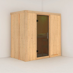 Sauna traditionnel VARIADO 2 à 3 places 68mm sans couronne - avec porte moderne KARIBU