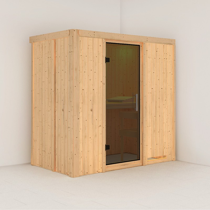 Sauna traditionnel VARIADO 2 à 3 places 68mm sans couronne - avec porte moderne KARIBU