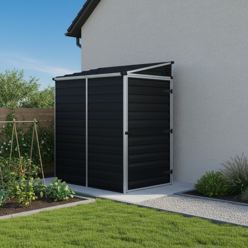 Abri en polycarbonate 2,06m² monopente Skylight Midnight Grey - Palram - Canopia