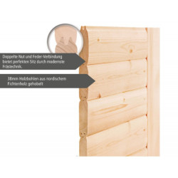 Sauna d'extérieur en bois SKROLLAN 2 anthracite 38mm 4 à 6 places avec porte moderne et vestibule - KARIBU