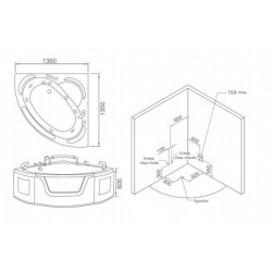 Baignoire balnéo d'angle + robinetterie - 135 x 135 cm - Hilo