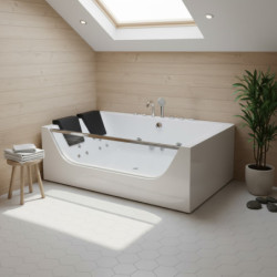 Baignoire balnéo duo + tablier + robinetterie  - 180 x 120 cm - Navarino - DOCCELLI