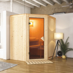 Sauna traditionnel d'angle TAURIN 3 à 4 places 68mm KARIBU