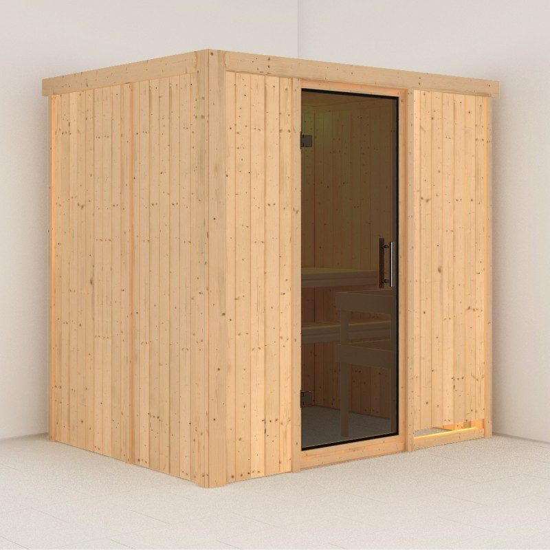 Sauna traditionnel BODIN 1 à 2 places 68mm sans couronne - avec porte moderne KARIBU