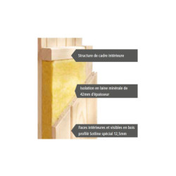 Sauna traditionnel BODIN 1 à 2 places 68mm sans couronne - avec porte moderne KARIBU