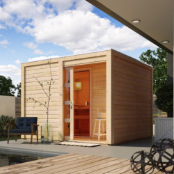 Sauna extérieur Cuben bois naturel avec vestibule 5 à 6 places 38mm KARIBU