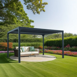 Pergola bioclimatique aluminium antracite 10,80m² - HABRITA