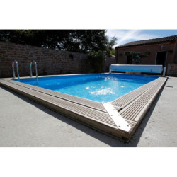 Piscine bois rectangulaire 300x430cm MAJORQUE toute équipée + bâche à bulles UBBINK