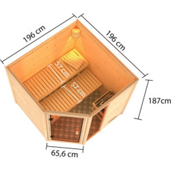 Sauna traditionnel d’angle Tabea Woodfeeling - 2 à 3 places 38mm KARIBU
