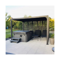 Pergola bioclimatique aluminium anthracite 10,80m² + panneaux moucharabieh - HABRITA