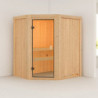 Sauna traditionnel d'angle FAURIN Woodfeeling 2 à 3 places 68mm KARIBU