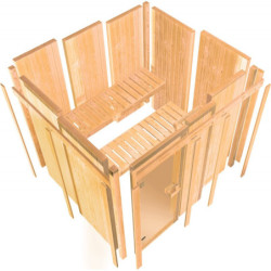 Sauna traditionnel d'angle BODO Woodfeeling 5 à 6 places 68mm KARIBU