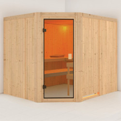 Sauna traditionnel d'angle HORNA Woodfeeling 6 à 8 places 68mm KARIBU