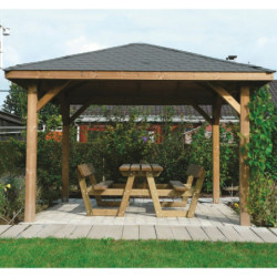 Pavillon de jardin KIOSK 8,64m² en bois traité autoclave - SOLID