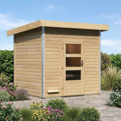 Sauna d'extérieur Norge en bois massif 38mm porte moderne 6 à 8 places Karibu