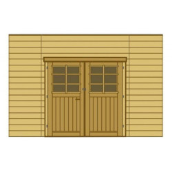 Paroi frontale avec double porte 480x245cm pour carport modulable en bois traité autoclave - SOLID