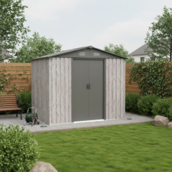 Abri de jardin métal 4,1m² WoodTouch beige  + kit d'ancrage X-METAL