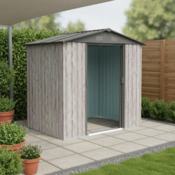Abri de jardin métal 2,54m² WoodTouch beige  + kit d'ancrage X-METAL