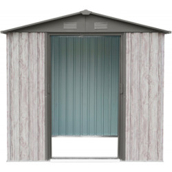 Abri de jardin métal 2,54m² WoodTouch beige  + kit d'ancrage X-METAL