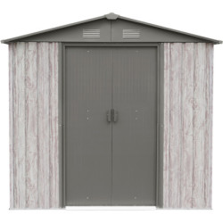 Abri de jardin métal 2,54m² WoodTouch beige  + kit d'ancrage X-METAL