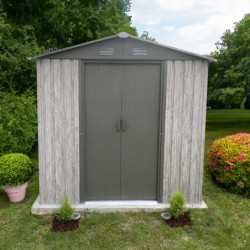 Abri de jardin métal 2,54m² WoodTouch beige  + kit d'ancrage X-METAL