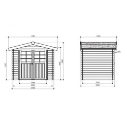 Abri de jardin en bois massif 19mm Dresden porte double 4,91m² SOLID