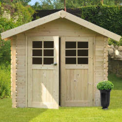 Abri de jardin en bois massif 28mm Chartres porte double 7,09m² SOLID