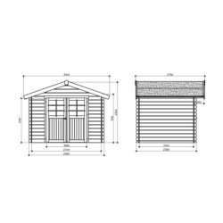 Abri de jardin en bois massif 28mm Chartres porte double 7,09m² SOLID