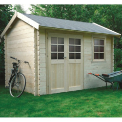 Abri de jardin en bois massif 28mm Arles porte double 8,52m² SOLID