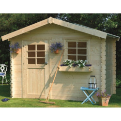 Abri de jardin en bois massif 28mm Sologne 8,88m² avec jardinière - SOLID