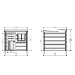 Abri de jardin Nevers 5,66m² en bois traité autoclave 28mm à toit monopente - SOLID