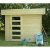 Abri de jardin Bergen 4,99m² en bois massif 28mm avec porte moderne - SOLID