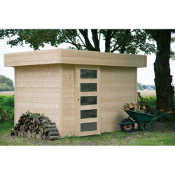 Abri de jardin Oslo 6,22m² en bois massif 28mm avec porte moderne - SOLID