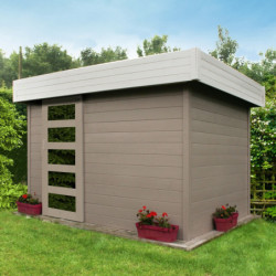 Abri de jardin Oslo 6,22m² en bois massif 28mm avec porte moderne - SOLID