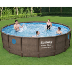 Piscine tubulaire ronde Power Steel Swim Vista 488x122cm avec 4 hublots - Bestway