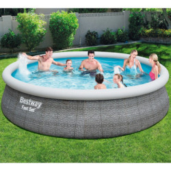 Piscine ronde à anneau gonflable Fast Set™ 457x107cm motif rotin gris - Bestway