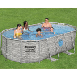 Piscine tubulaire ovale Power Steel Swim Vista 427x250cm avec 2 hublots - Bestway