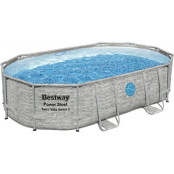 Piscine tubulaire ovale Power Steel Swim Vista 488x305cm avec 2 hublots - Bestway