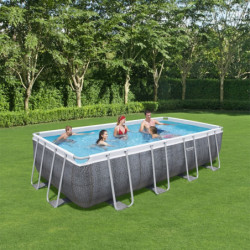 Piscine hors sol rectangulaire Power Steel 549x274x122cm effet rotin gris - Bestway