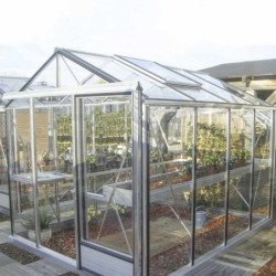 Serre de jardin ESSENTIA 7,3m² en aluminium naturel et verre trempé 4mm + embase incluse - Lams