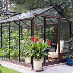 Serre de jardin ESSENTIA 7,3m² en aluminium laqué et verre trempé 4mm + embase incluse - Lams