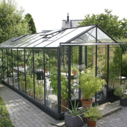 Serre de jardin ESSENTIA 18,70m² en aluminium laqué et verre trempé 4mm + embase incluse - Lams