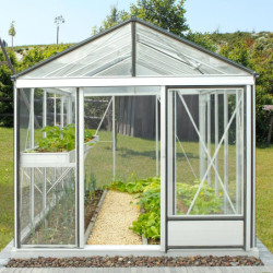 Serre de jardin LUXIA 10,80m² en aluminium naturel et verre trempé 4mm + embase incluse - Lams